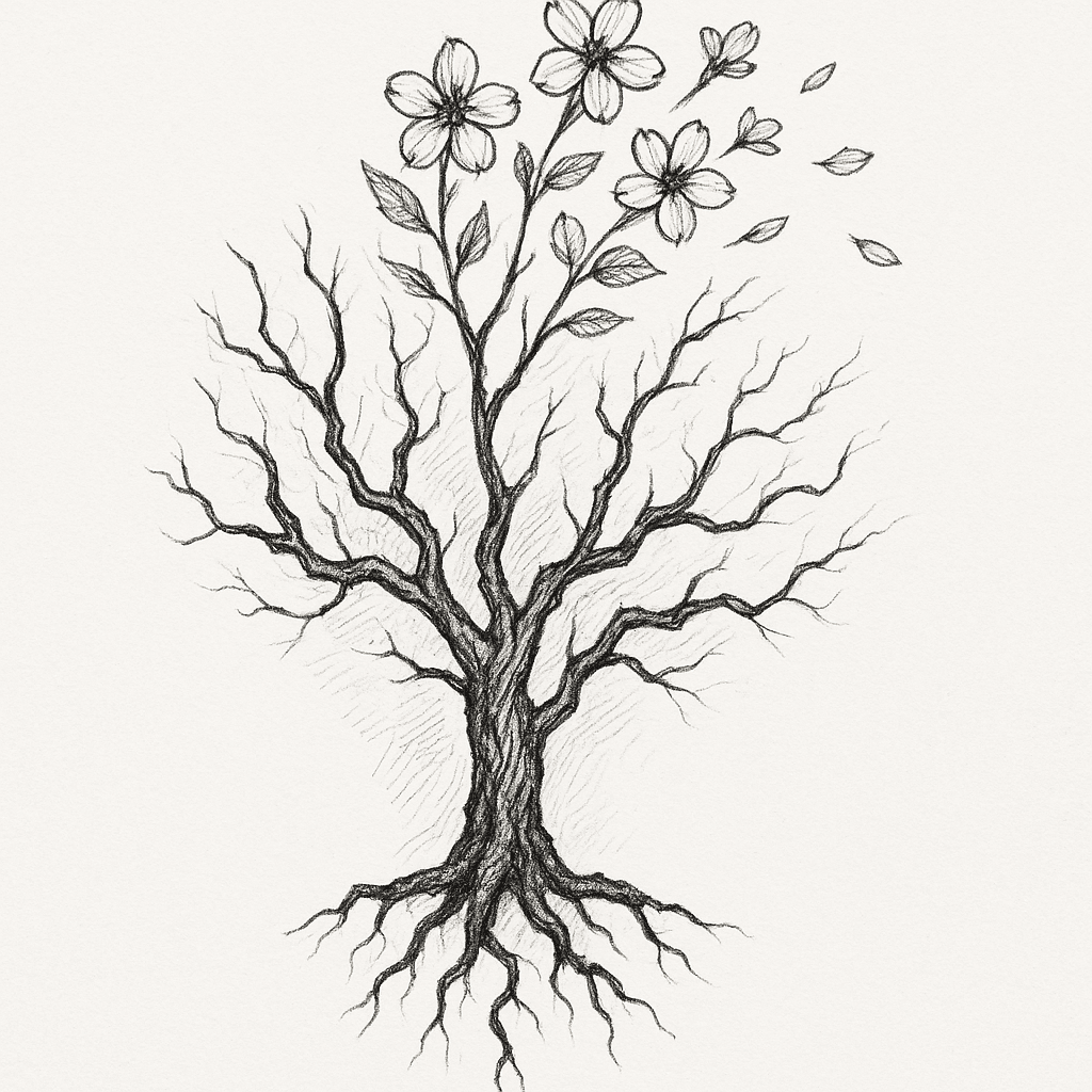 Poisonous Tree With Blooming Flowers On Top To Show Letting Go
