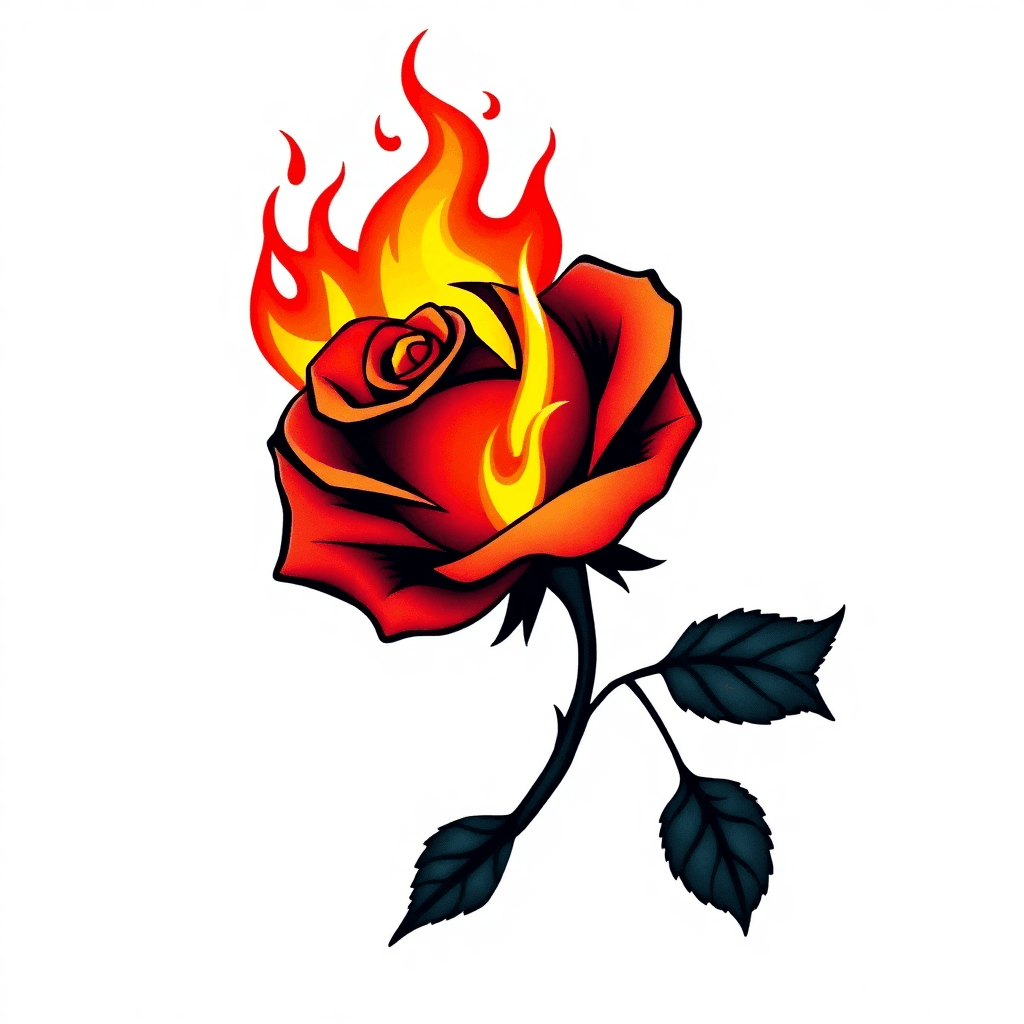 A Rose With Its Petals Made Out Of Fire