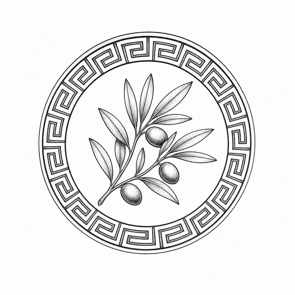 Sketch "Greek key pattern with olive branch" Tattoo Design