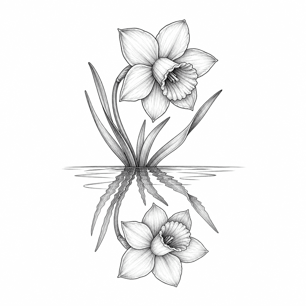 Narcissus Flower And Reflection
