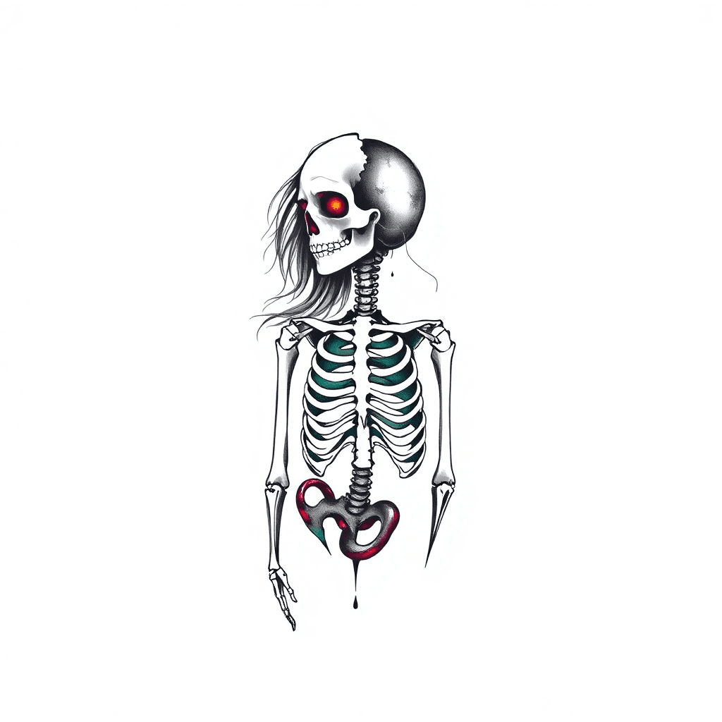 Half Woman Half Skeleton Body And Face
