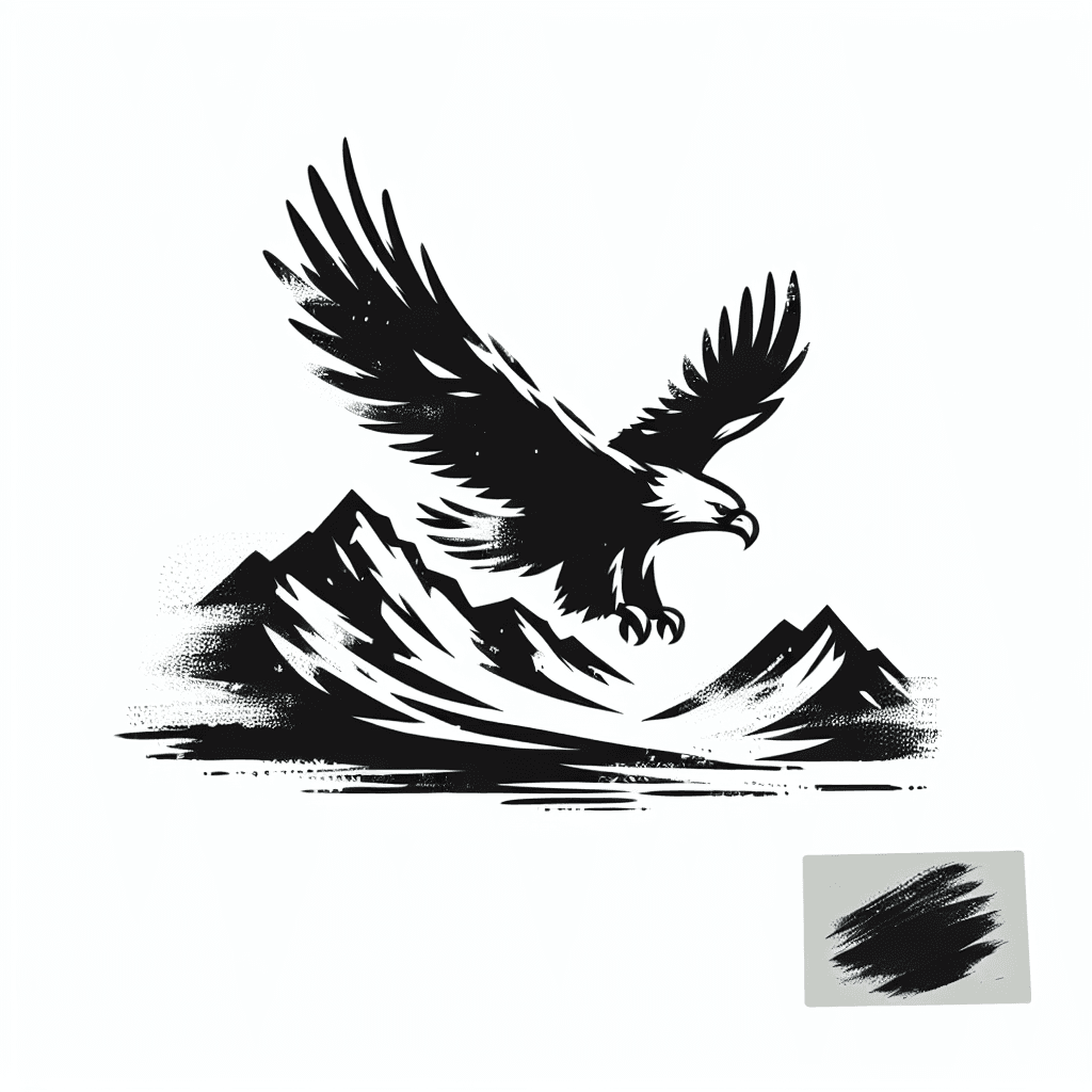 Flying Eagle In Mountains
