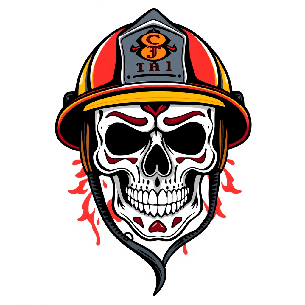 Firefighter Helmet With Sugar Skull Design
