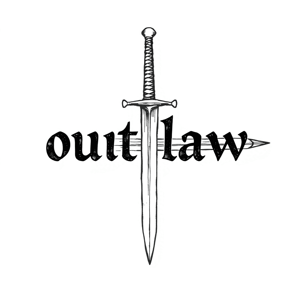 A Sword Going Through The Word Outlaw