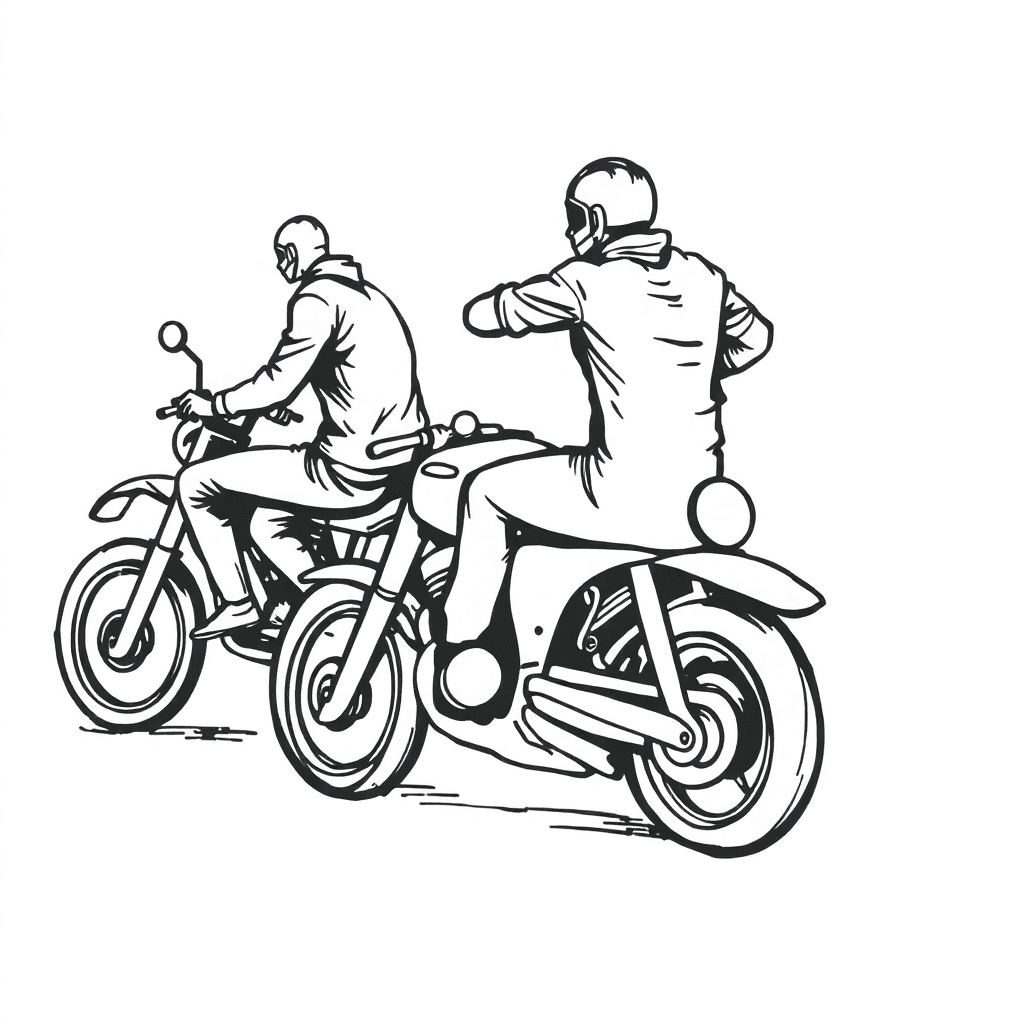 Tres Amigo Viendo Una Motocicleta De La Cual Se An Caído Uno Se Lastimó La Cabeza Otro La Pierna Y El Último La Cabeza