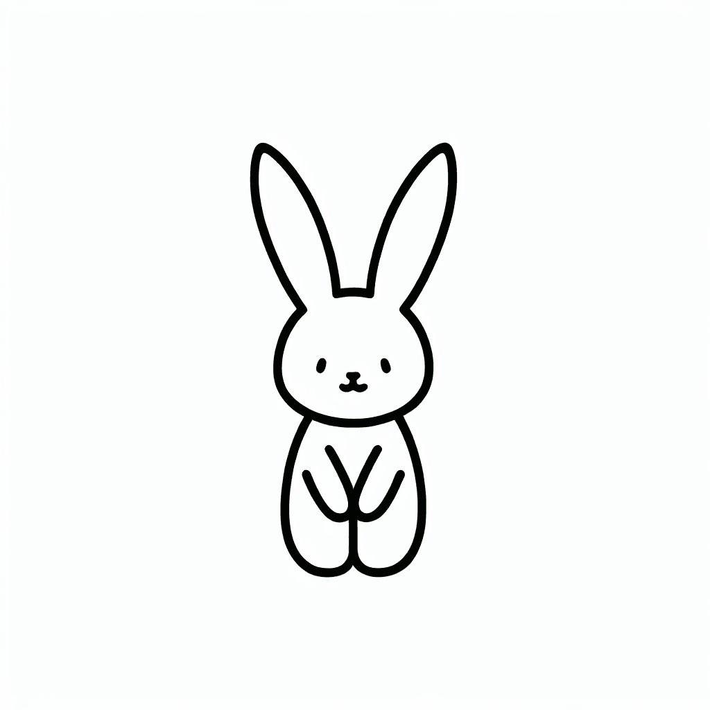 Chiikawa Art Style Kawaii Plush Bunny Icon Lineart