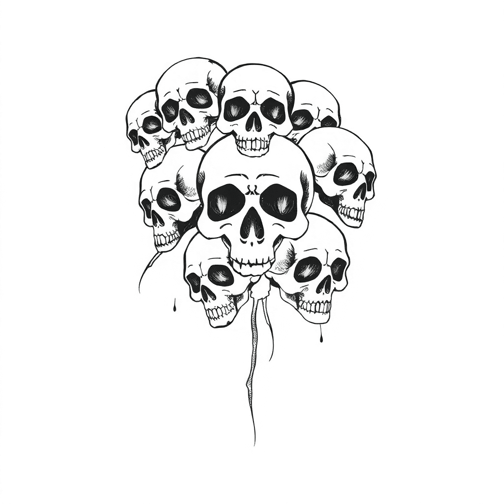 Day Of The Dead Tattoo, Pile Of Skulls