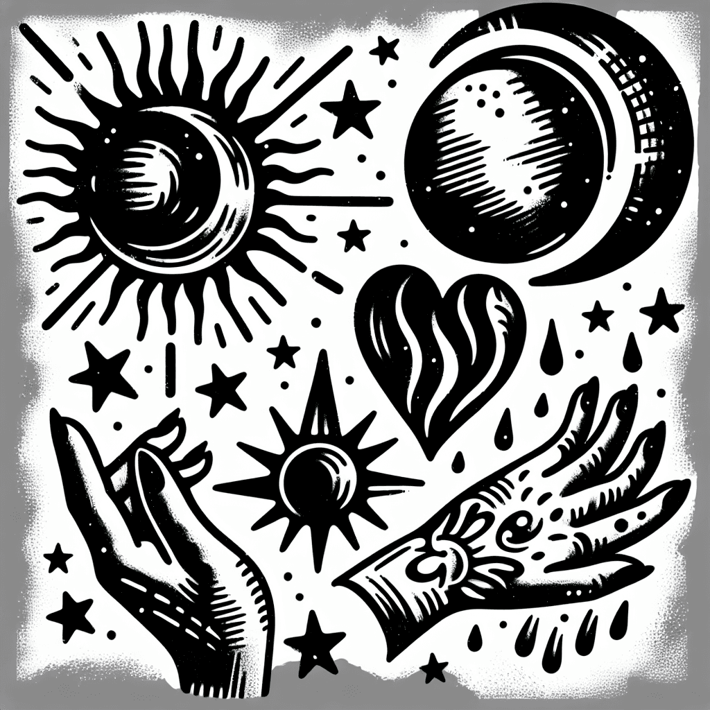 Prénom Isaac, Étoiles, Lune, Soleil, Mains, Larmes, Cœur