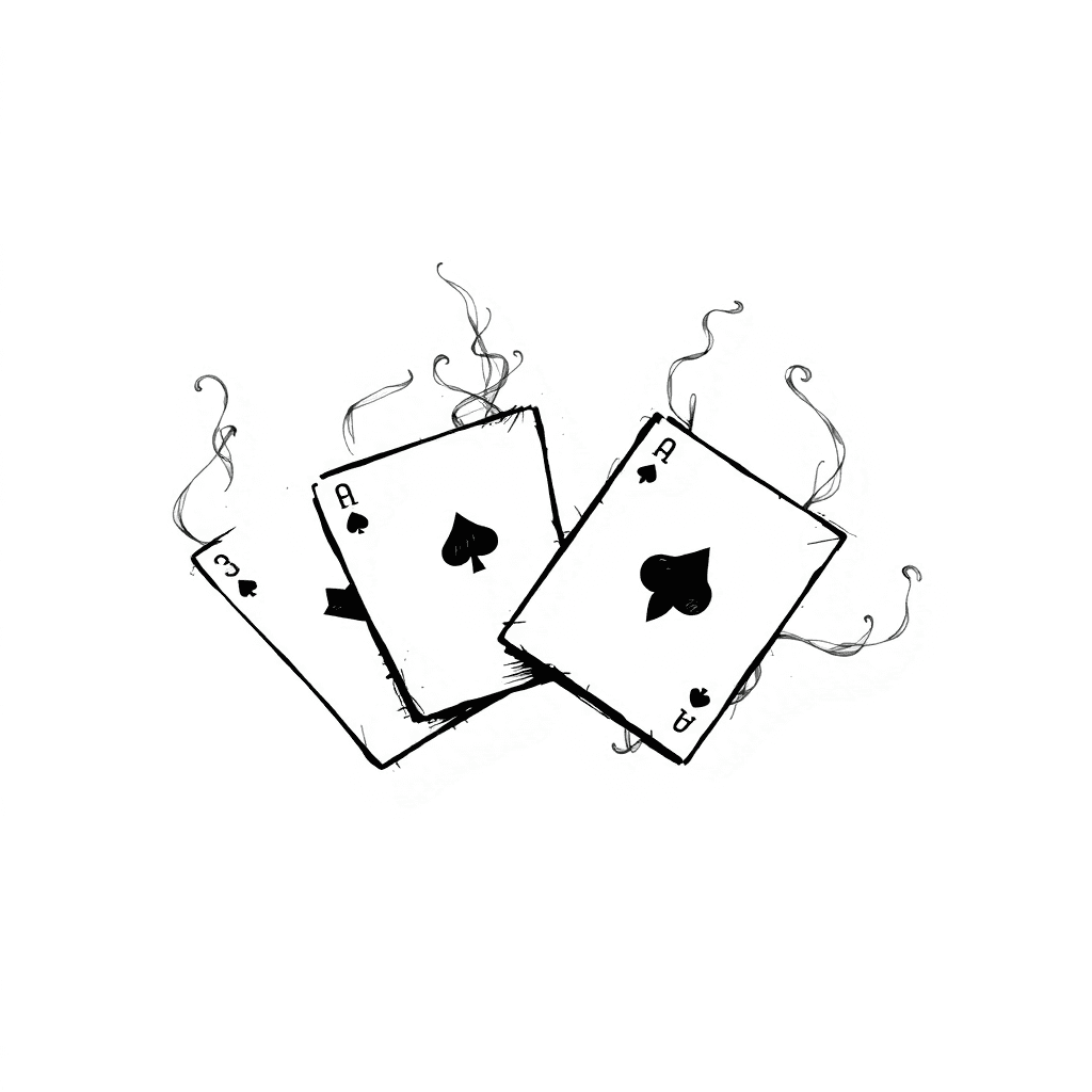 4 Playing Cards Scattered With Smoke In The Background