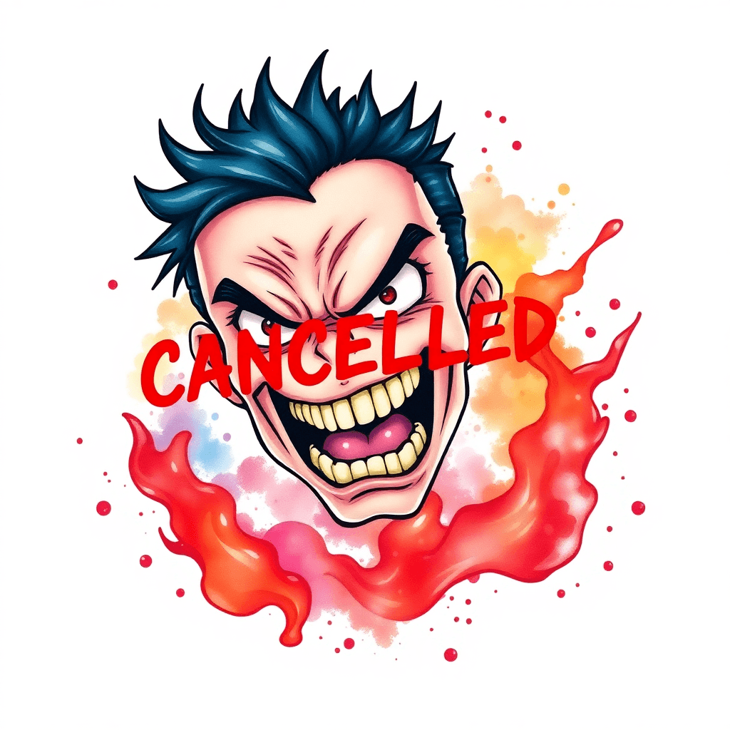 Please Create A Design That Expresses The Anger Caused By A Cancelled Trip. I’d Like It In A Watercolor Illustration Style.