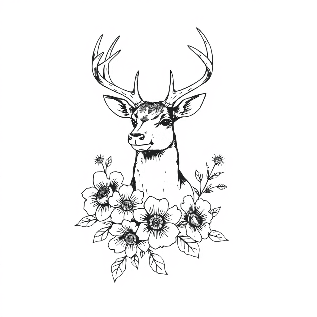 A Buck With Flowers