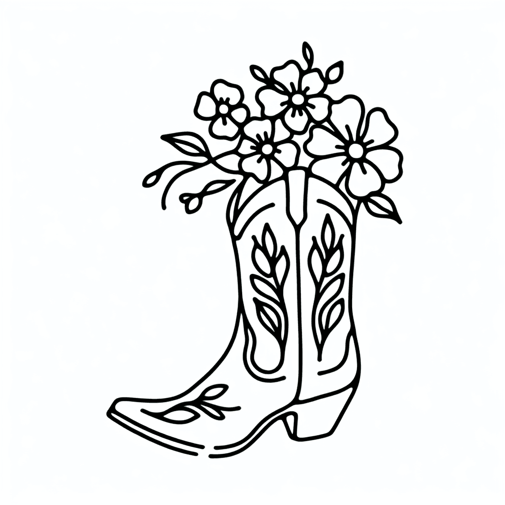 A Cowgirl Boot With Flowers Coming Out The Top Of It