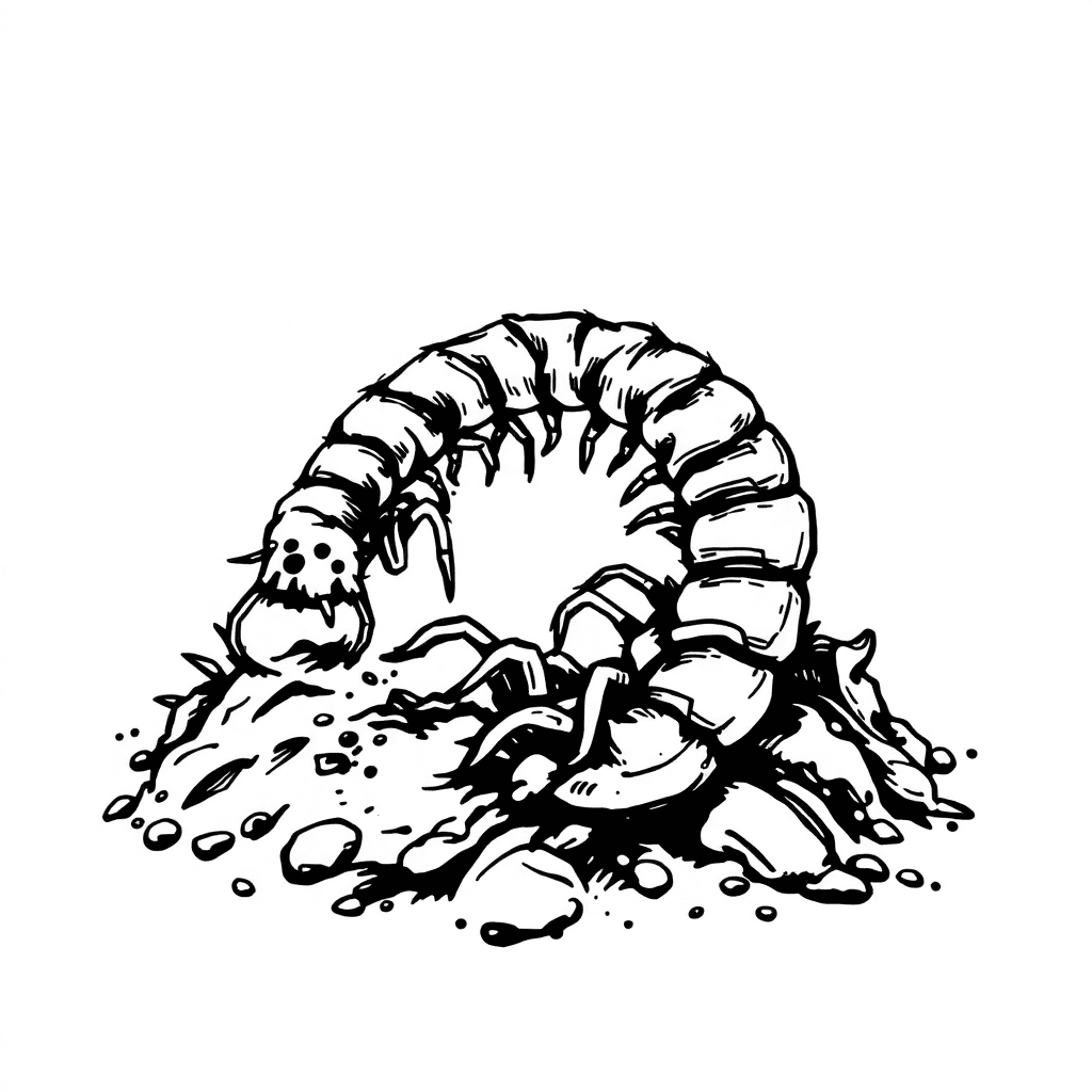 A Centipede Moving In And Out Of Dirt