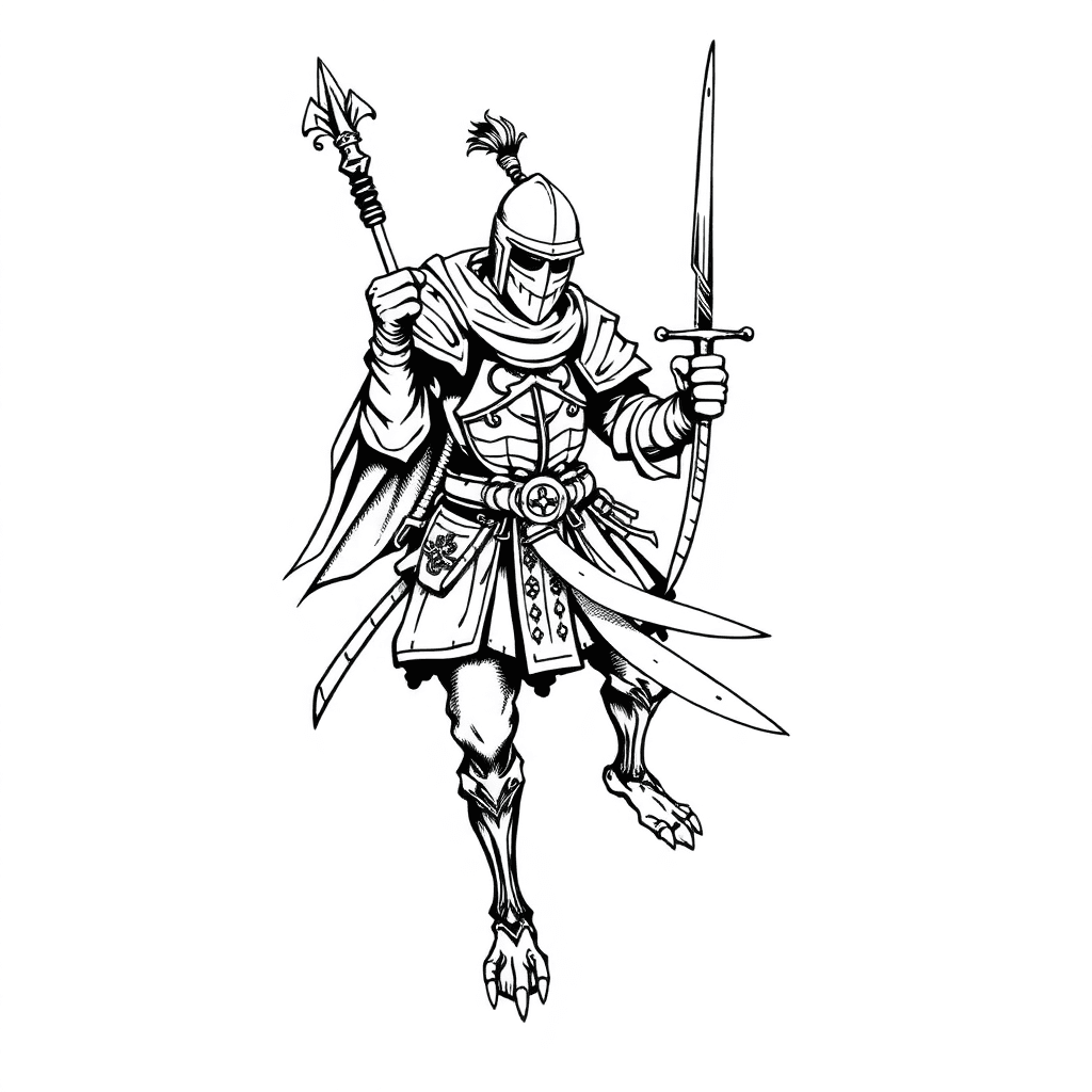 Japanese Knight Tattoo With Dog Feet