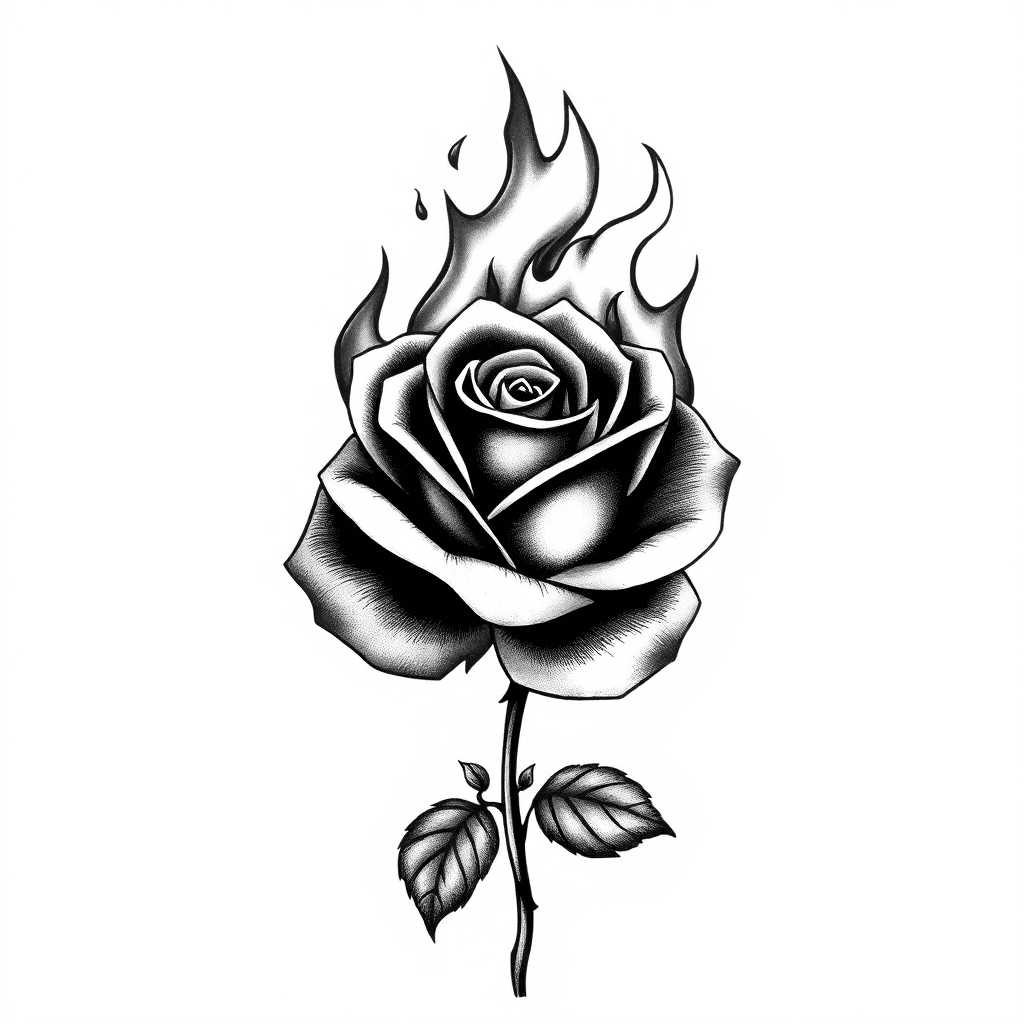 A Rose With Petals Made Out Of Flames