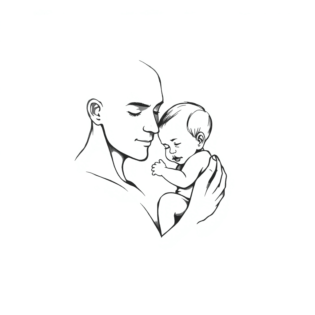 Tribute Tattoo To A Baby, Who Is With Her Father