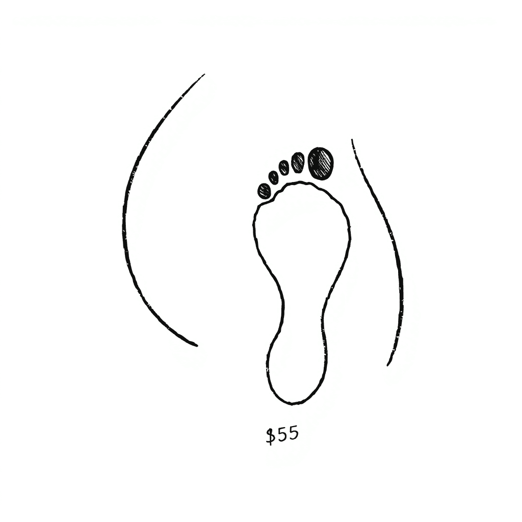 A Silhouette Of A Pregnant Woman And A Baby's Footprint With Their Birth Details.