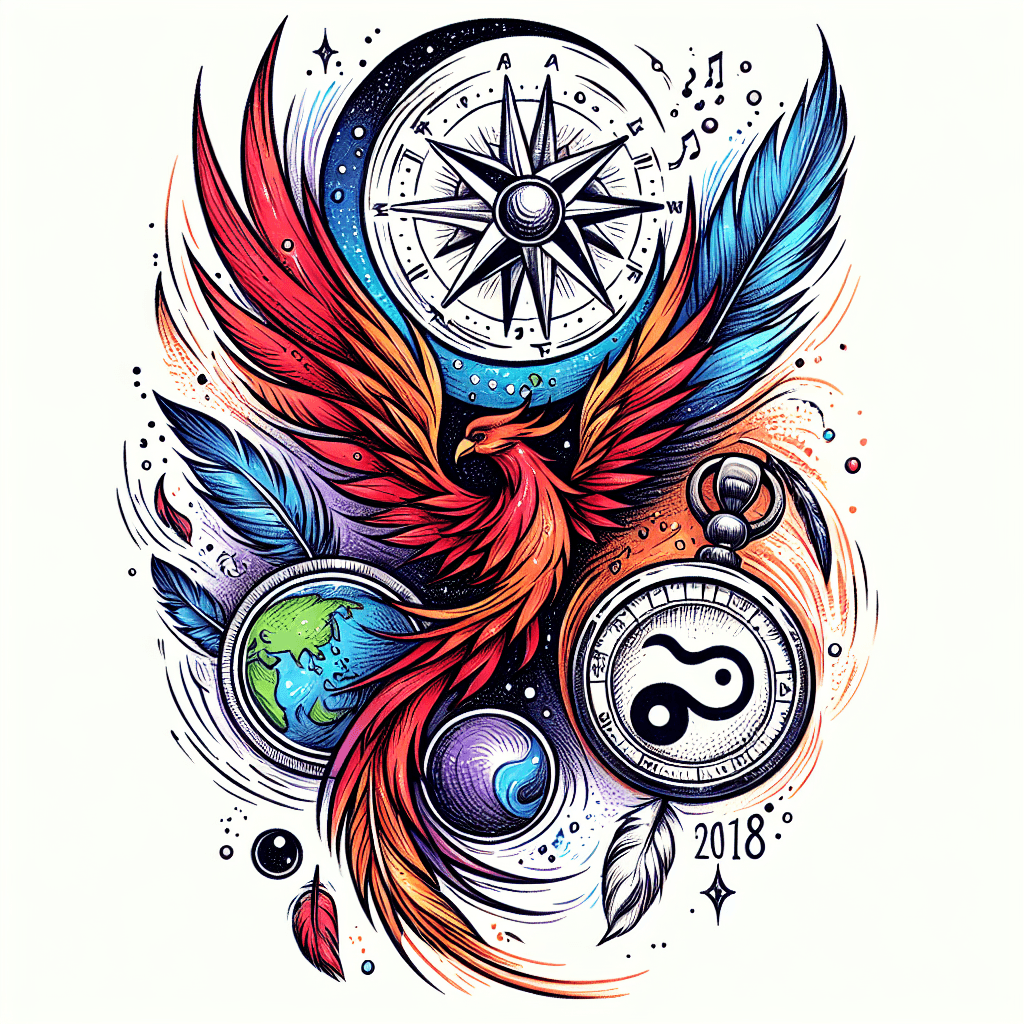 Ein Kompass Als Unendlichkeitszeichen, Phönix, Universum, Yin Und Yang, Wassermann Als Sternzeichen, Federn, 07.09.2018, Das Tattoo, Soll Die Verbundenheit Mit Allem Zeigen Und Mut Und Stärke Ausdrück