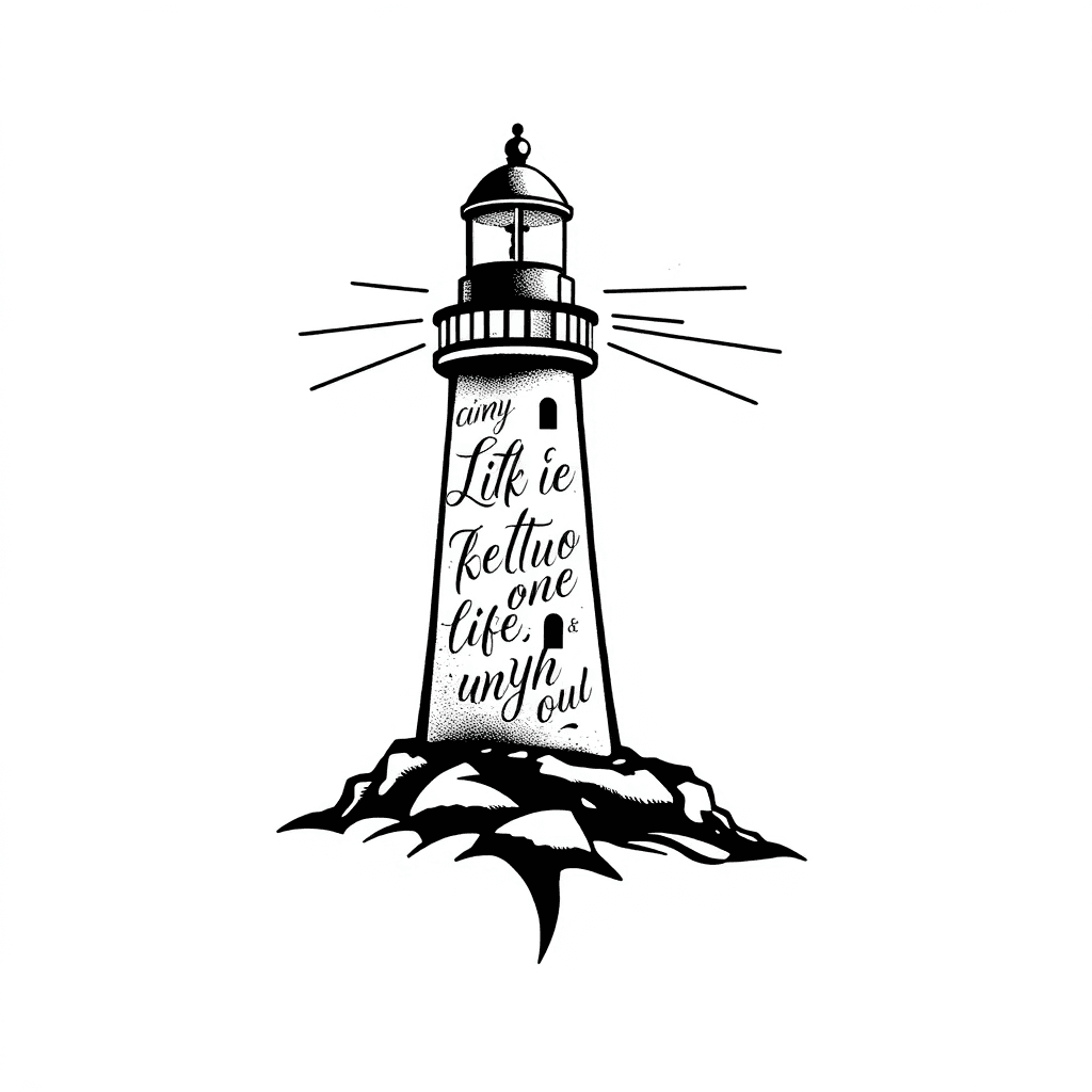 A Lighthouse With Writing On It