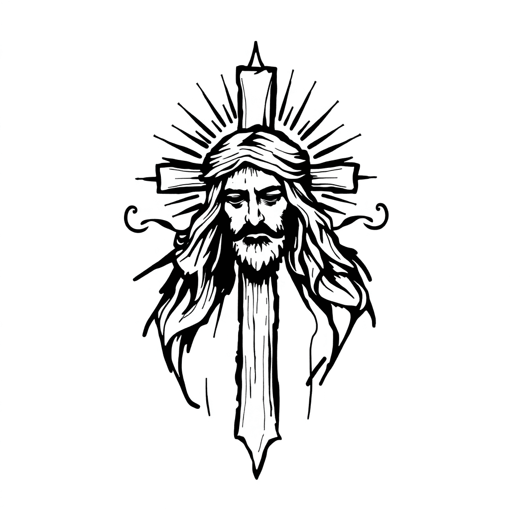 Small Cross Jesus Christ Tattoo