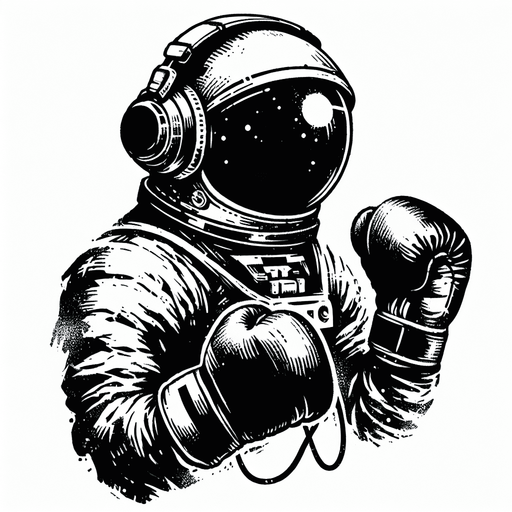 Astronaut With Boxing Gloves Listening To Music On Headphones
