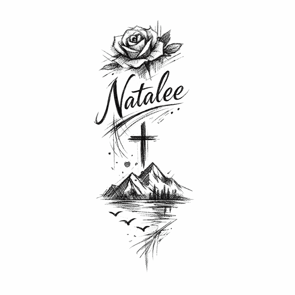 The Name Natalee In A Beautiful Font Smaller So Its Able To Fit On The Left Side Collarbone For A Male