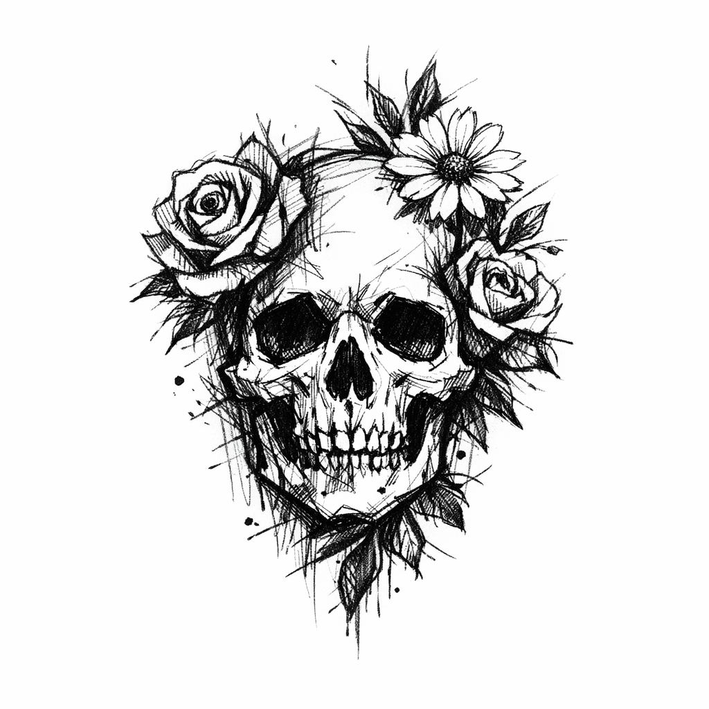 A Skull With Flowers