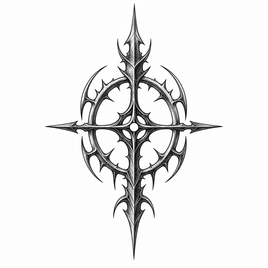 Dark Futuristic Sigil With Thorn-like Shapes