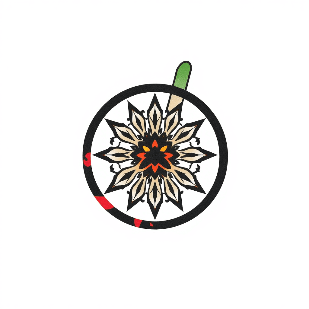 A Peace Sign Filled In With A Mandala Design Or Camouflage.