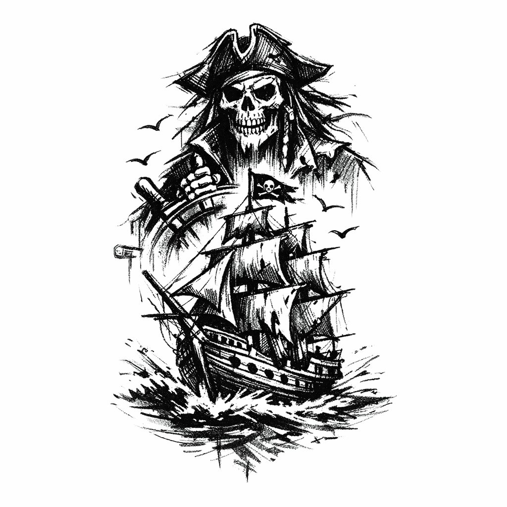 A Pirate Ship With A Skull Captain
