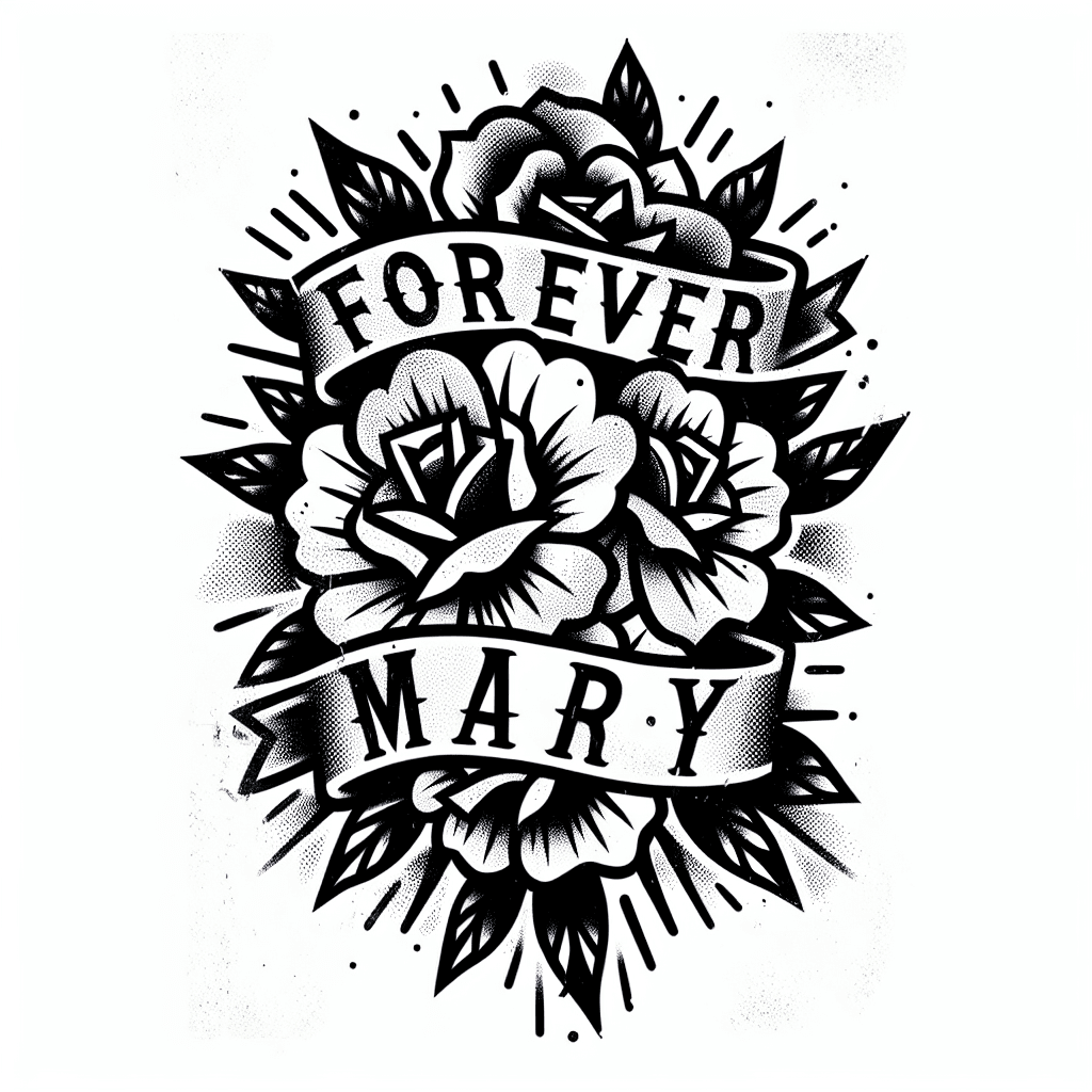 A Bunch Of Flowers With The Words Forevermary Over Top Of Them
