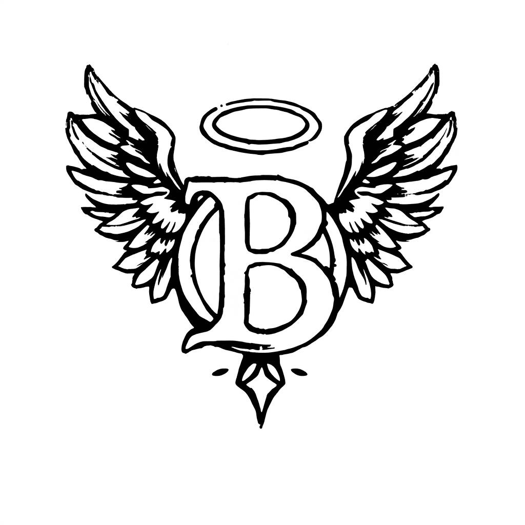 Creative Simple Triple B Logo Designed With Angel Ring For Tattoo