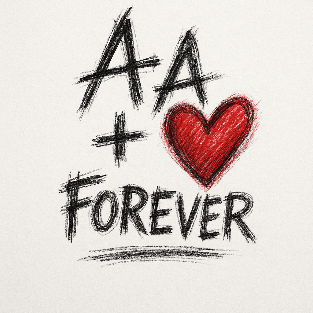 A Plus A Forever With A Red Heart Beside It