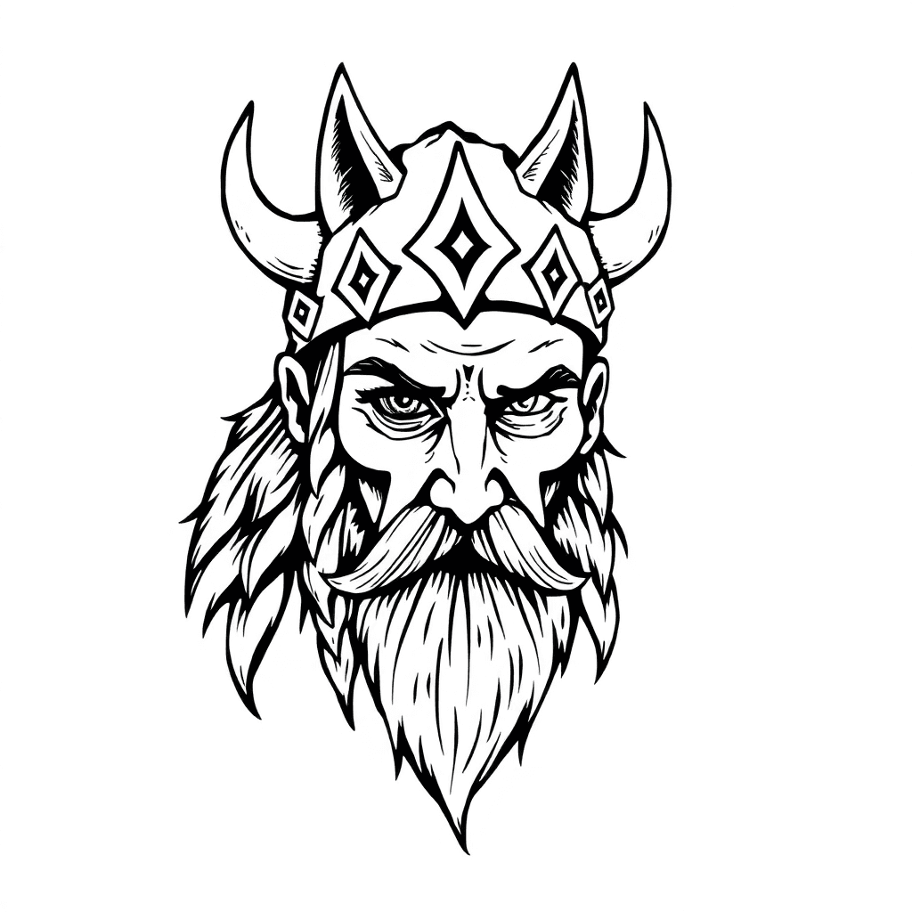 One-eyed Viking With Wolf Skin Hat