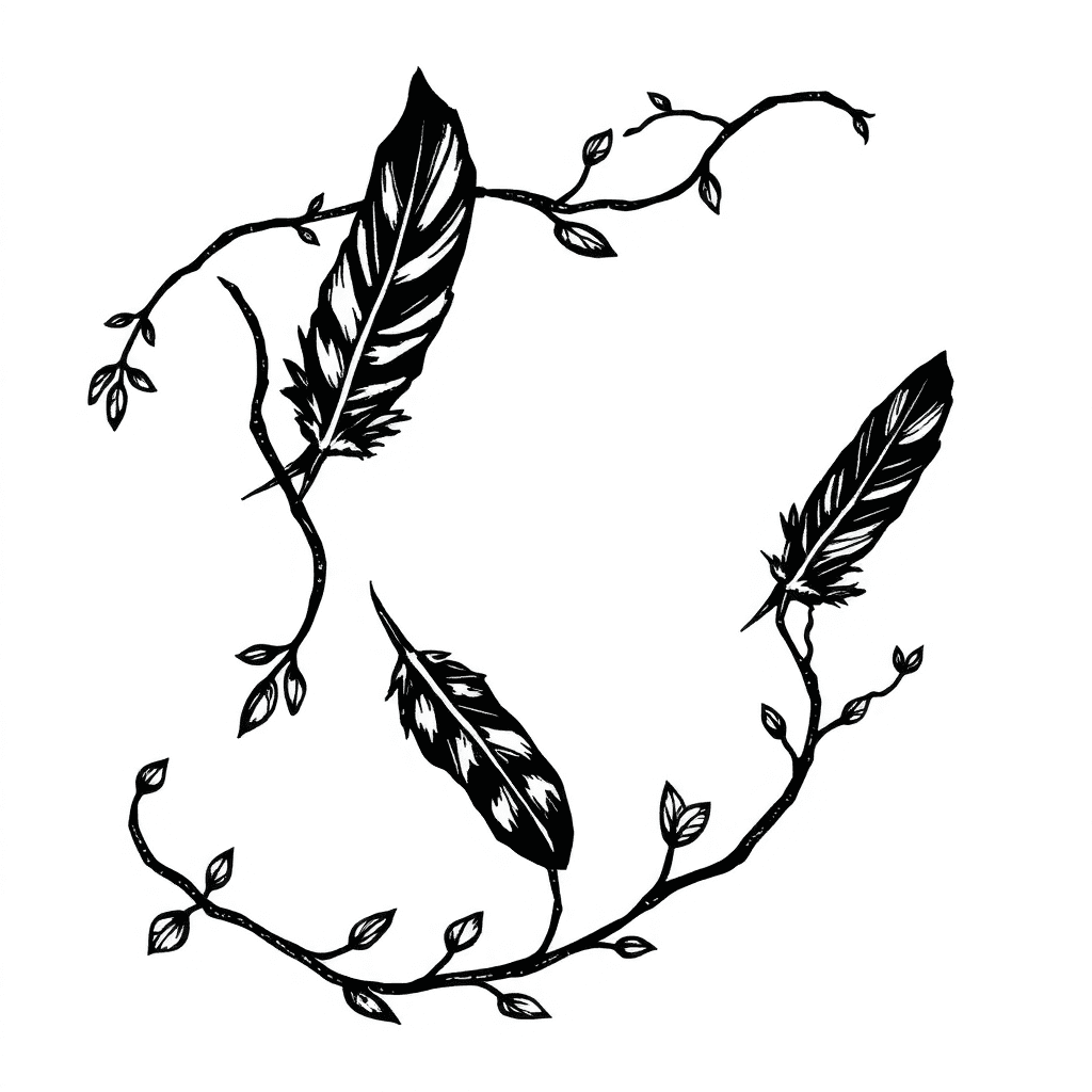 Vines That Have Phionex Feathers Floating From It