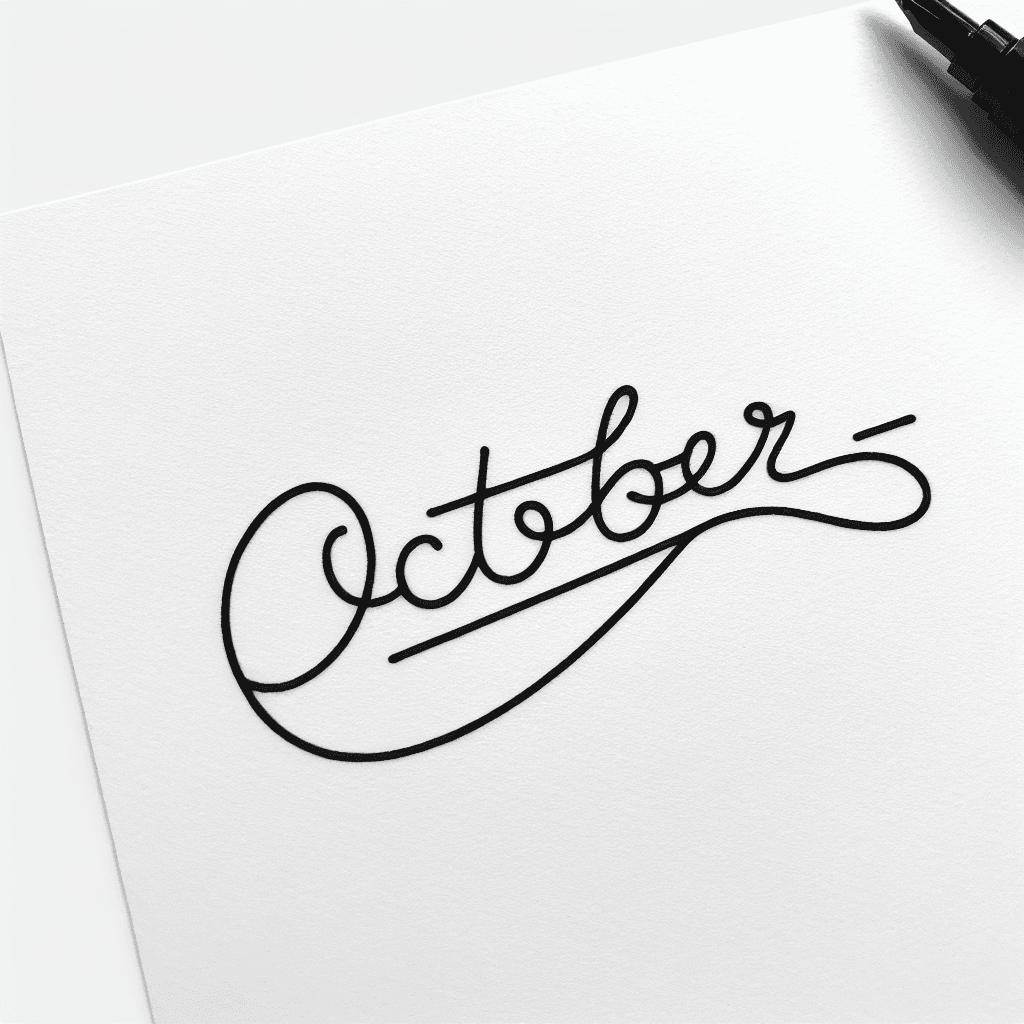 Small Script Lettering Saying October