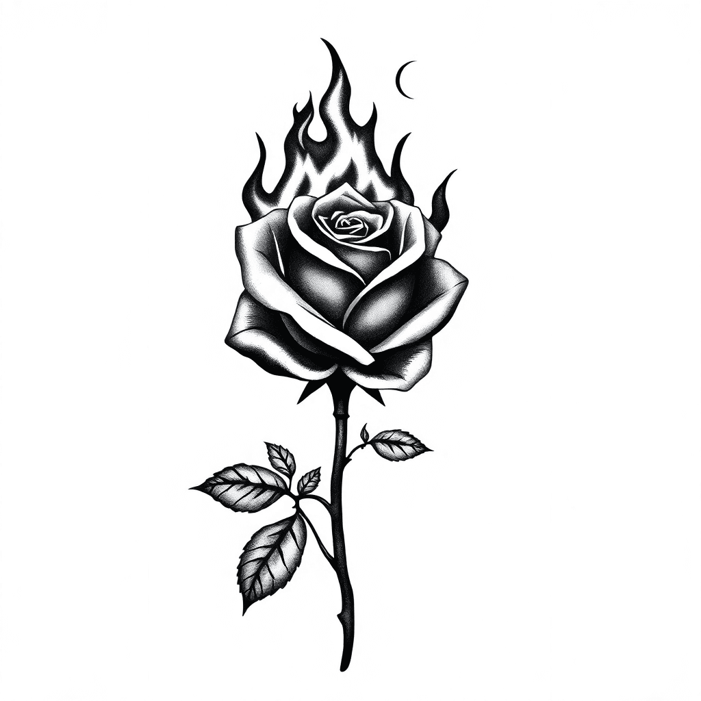 A Rose With Its Petals Made Out Of Fire