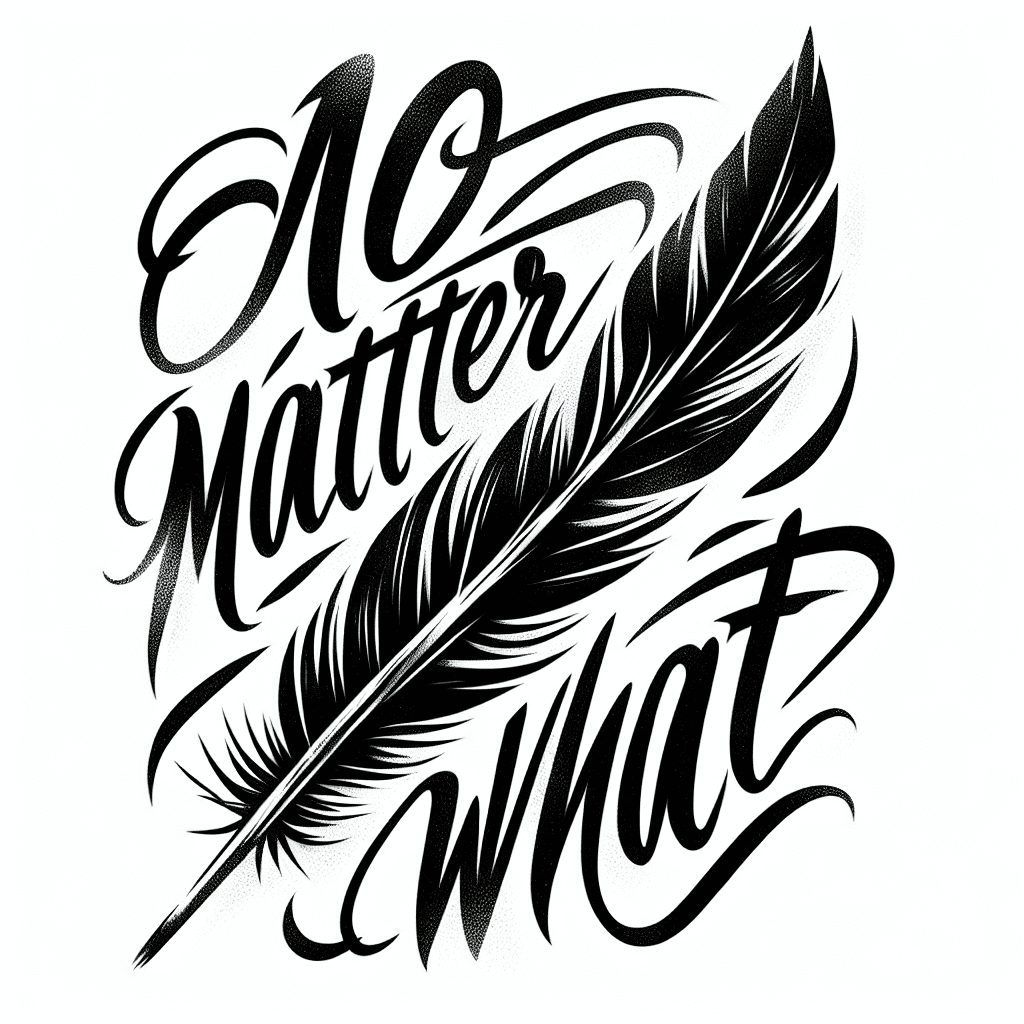 "no Matter What" In Handwritten Script And Incorporate A Feather