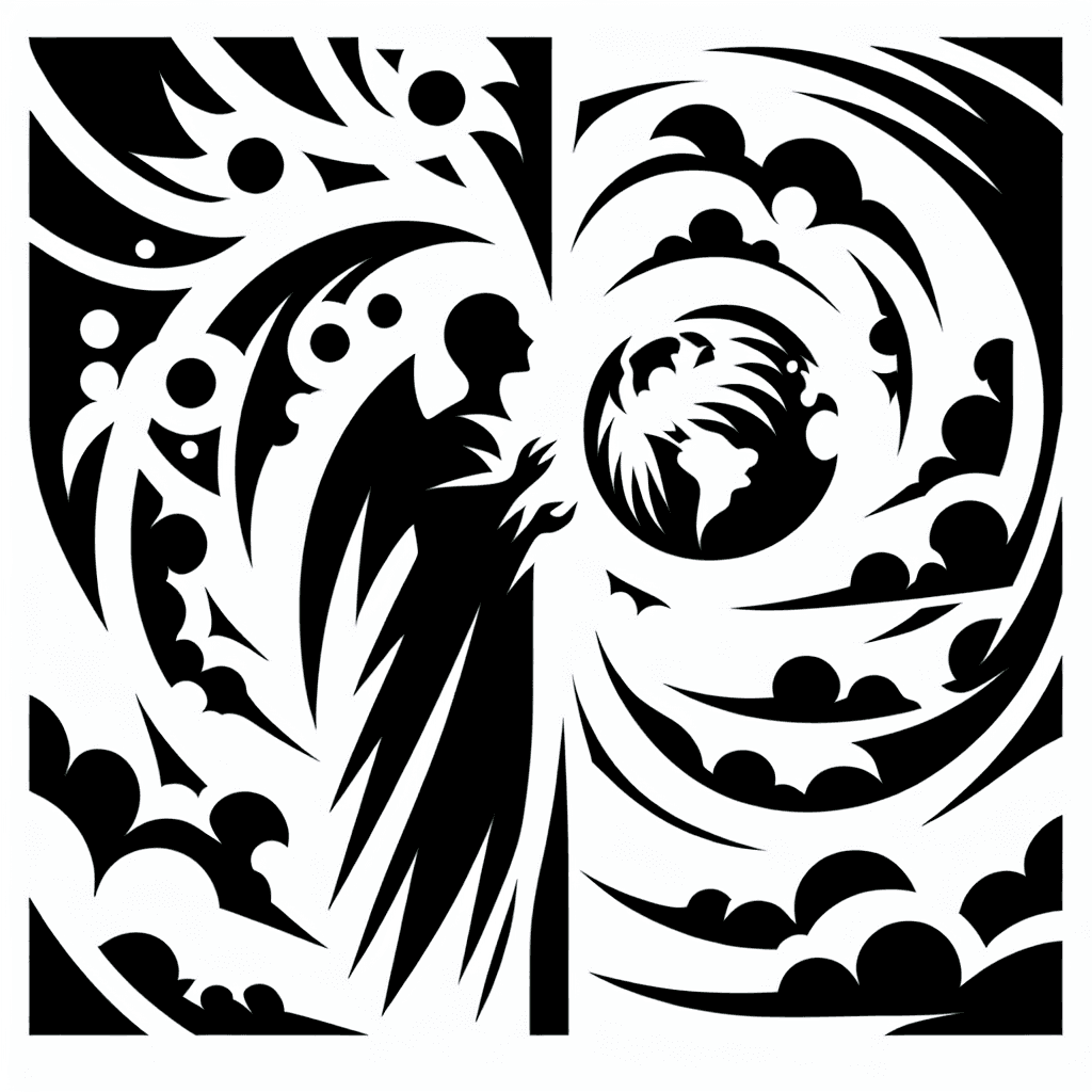 Angel In The Clouds Looking Down At Earth