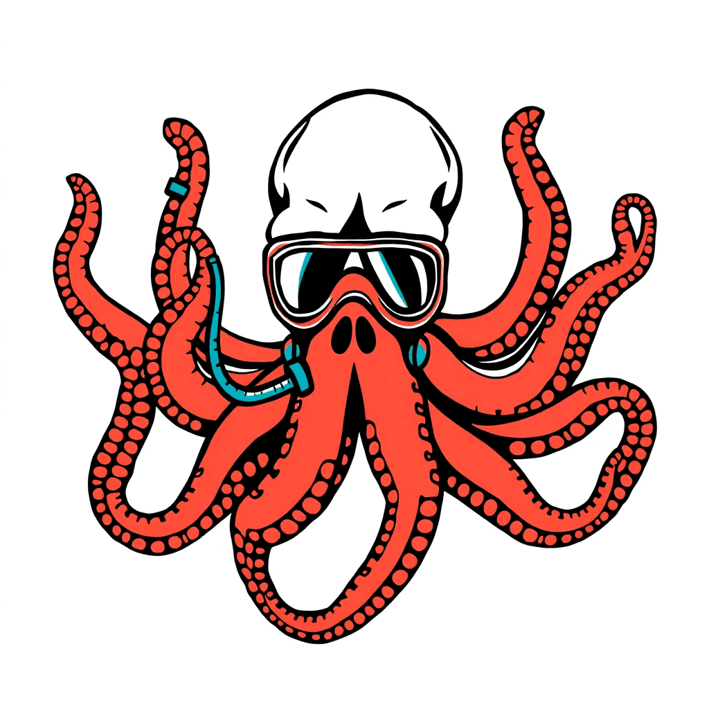 Octopus With Diver Mask