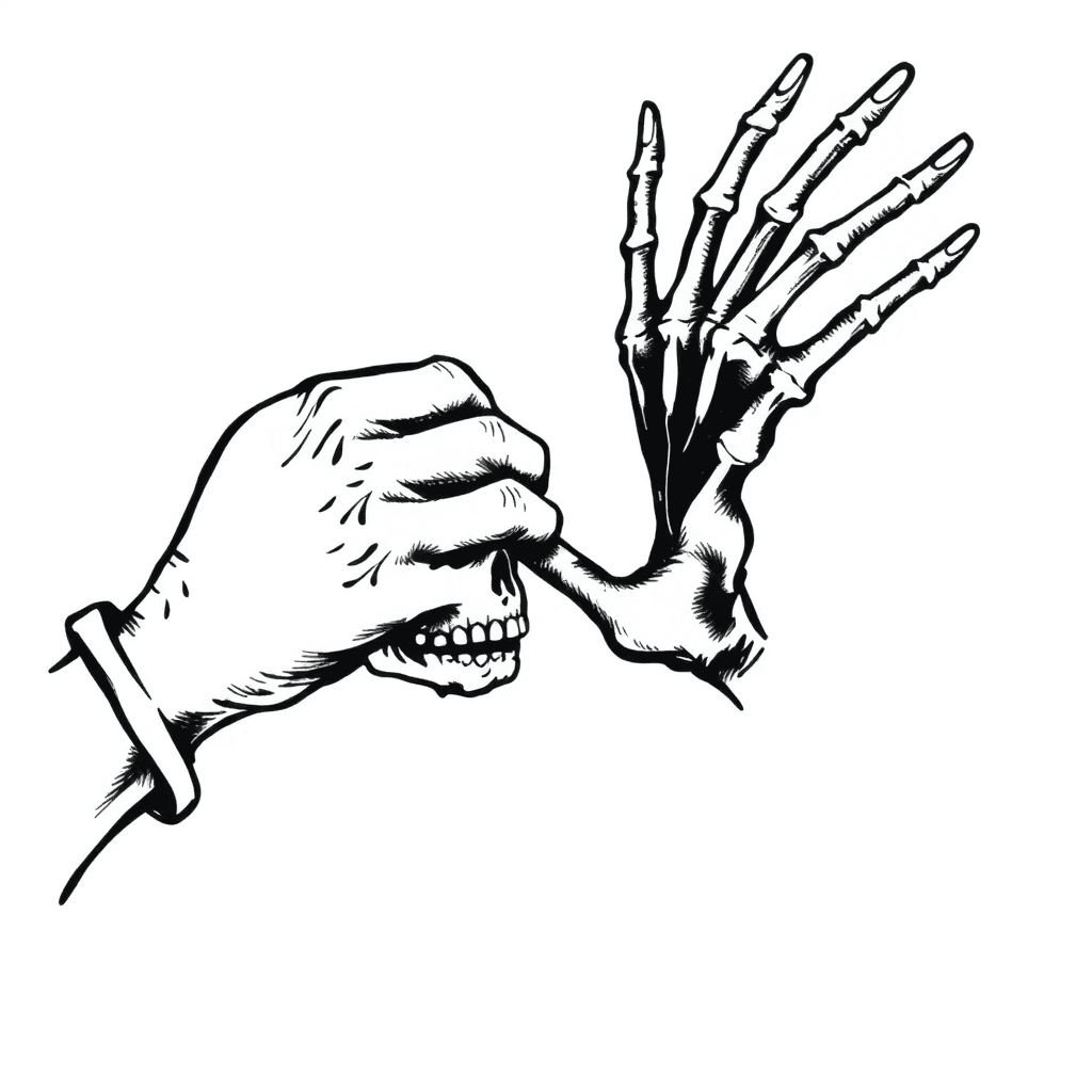 Human Hand Meet With Skull Hand