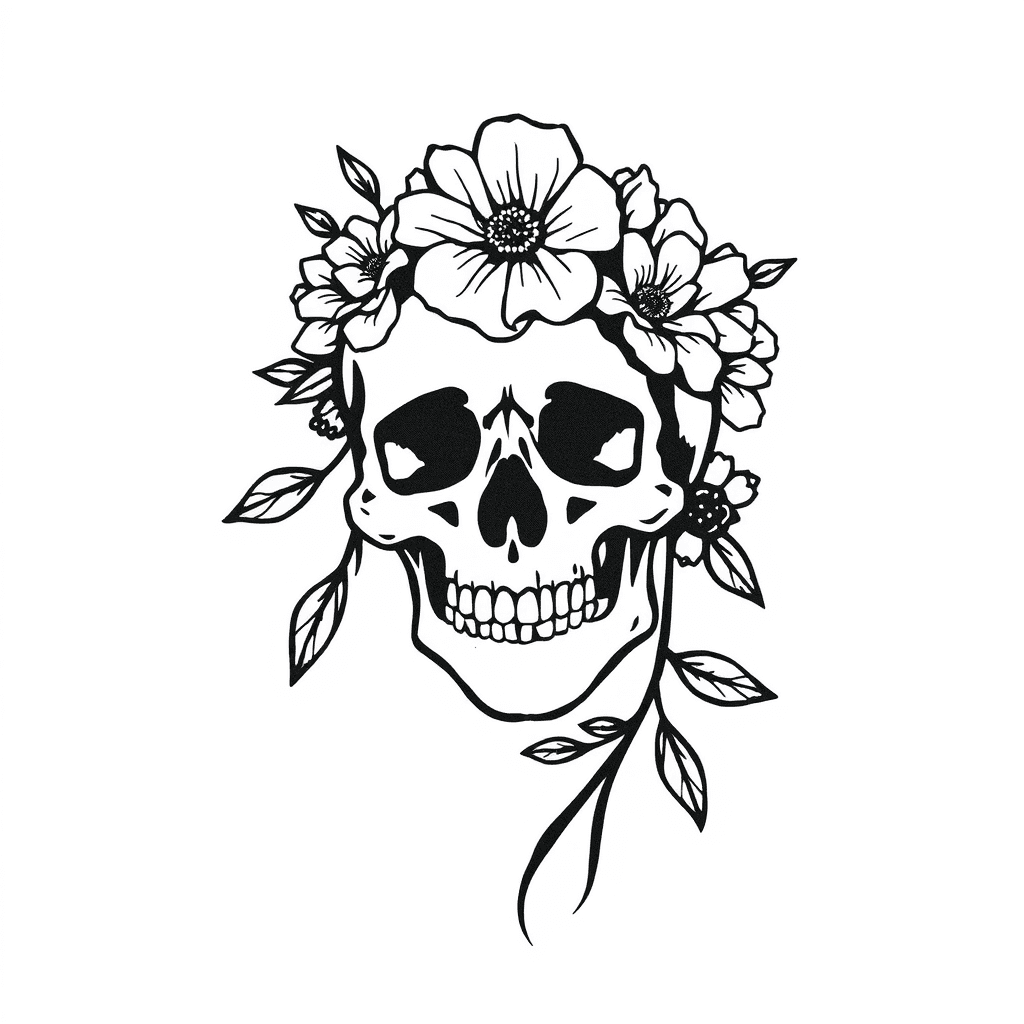 A Skull With Flowers