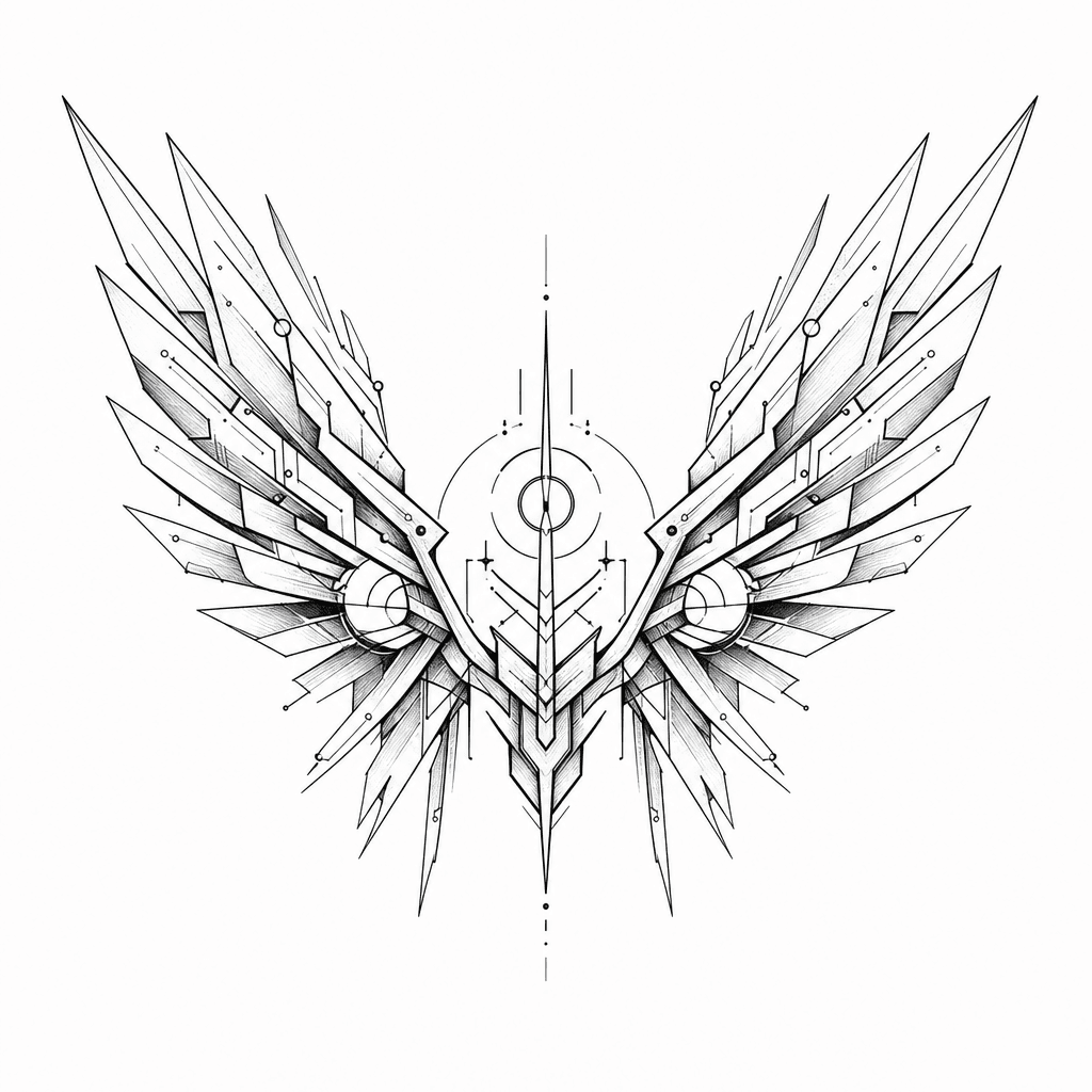 Abstract Cybersigil Wings With Aggressive Symmetry