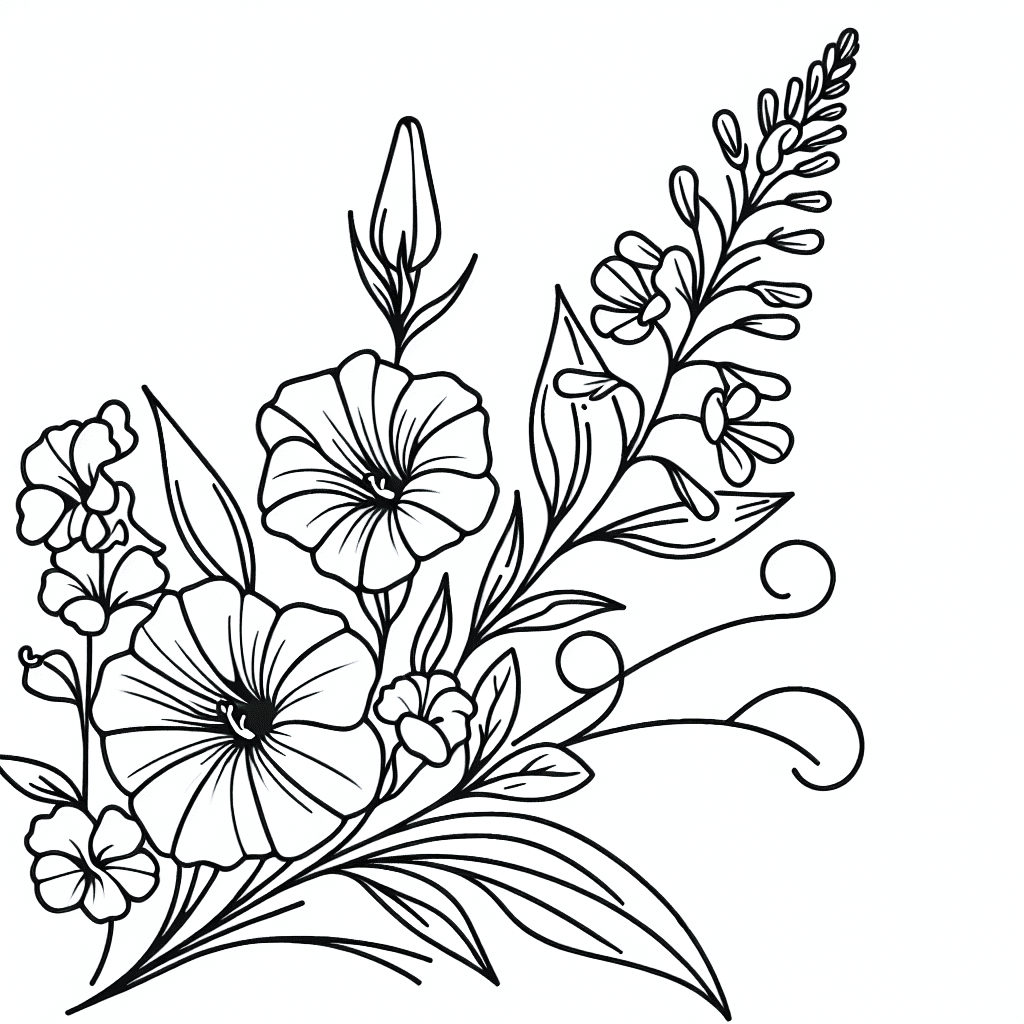 Honeysuckles And Morning Glories Surrounding A Larkspur Flower