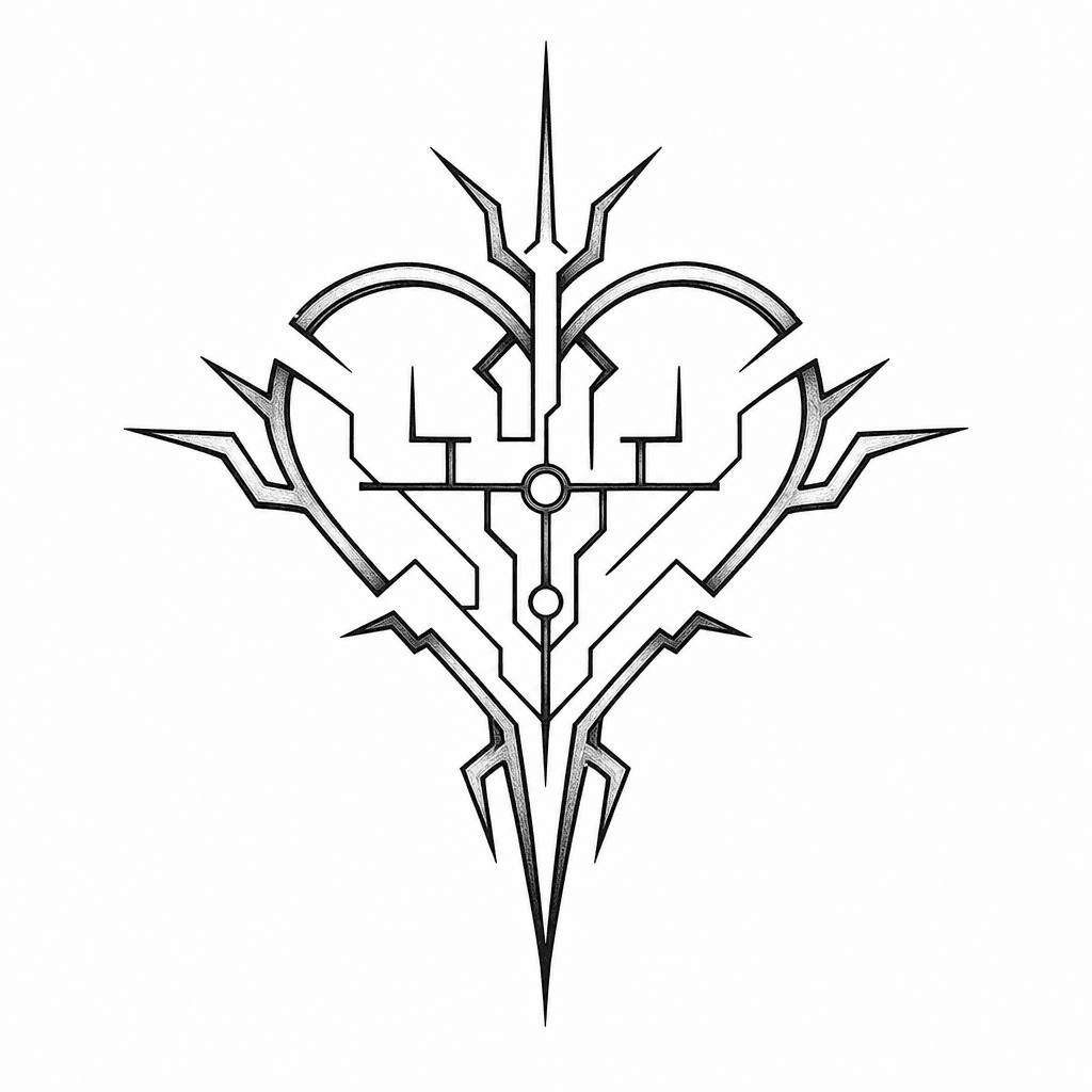 Cybersigil Heart Symbol With Spiked Abstract Edges