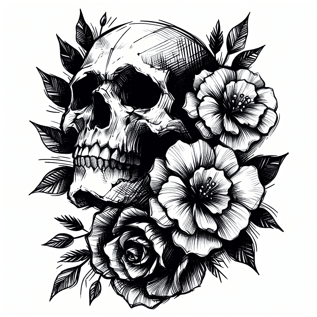 Skull With Flowers