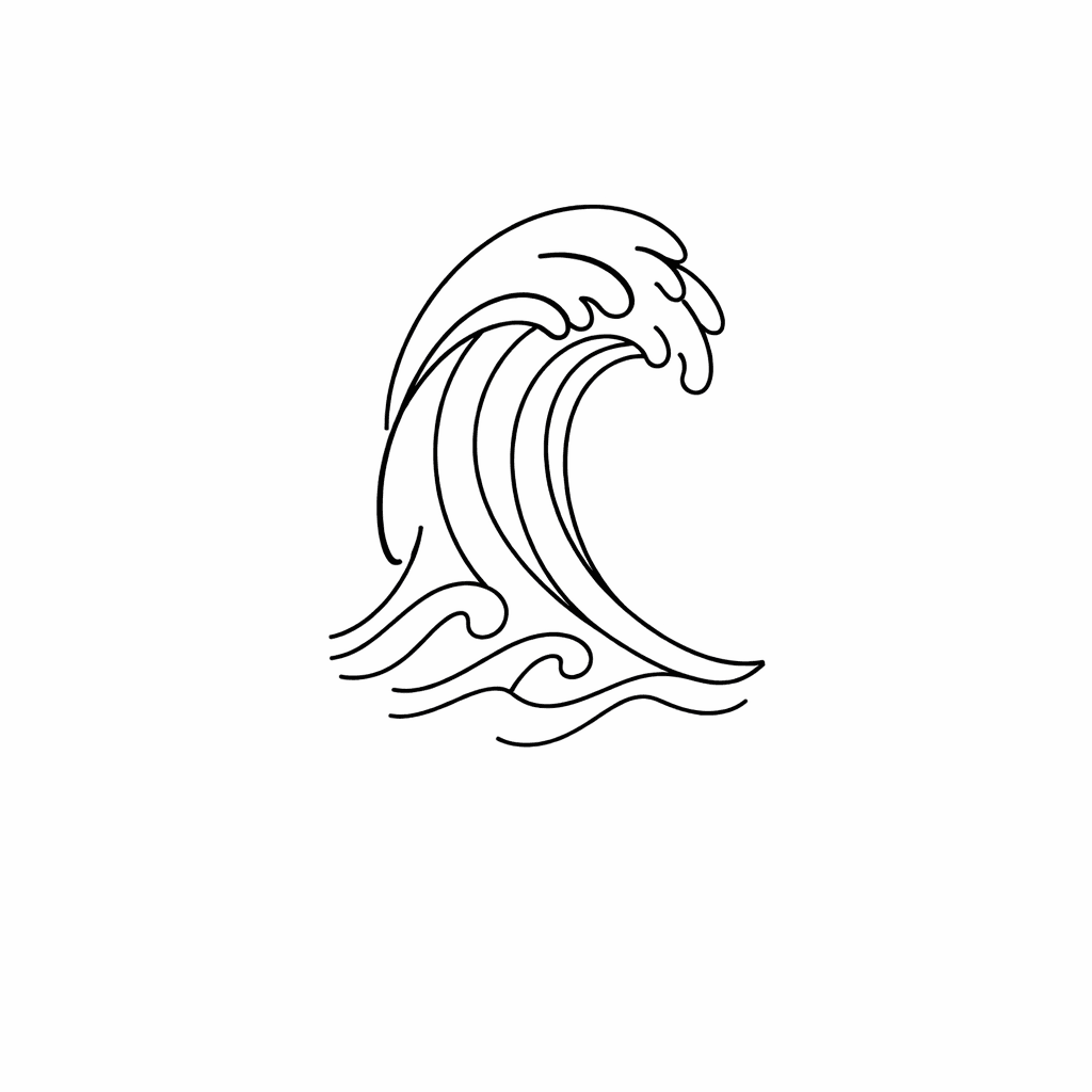 Single line "Wave Line" Tattoo Design