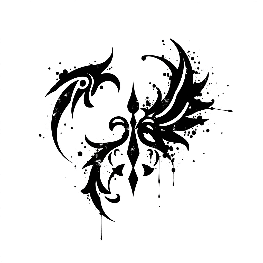 Ink Splatter. Surrounded By Lightening