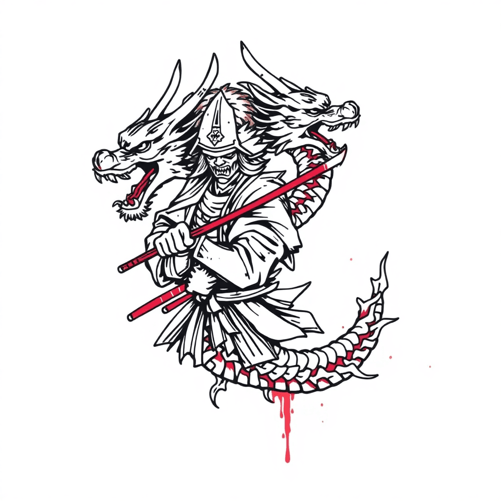 Samurai Wrapped In A Dragon