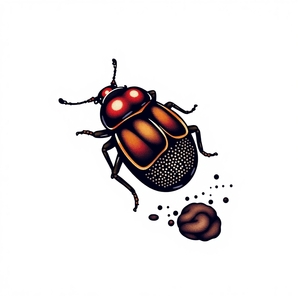 A Dung Beetle Rolling A Ball Of Poop